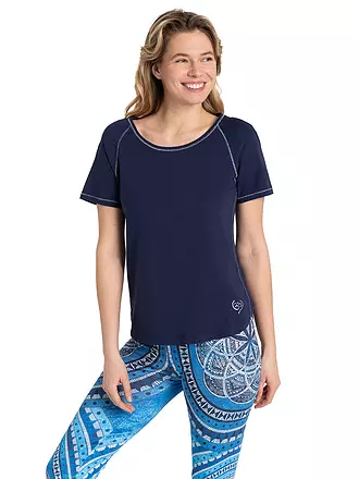 THE SPIRIT OF OM | Damen Yogashirt Raglan Bambus | dunkelblau