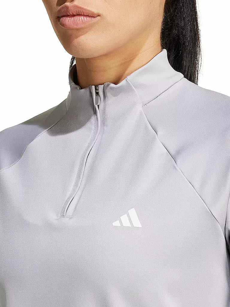 ADIDAS | Damen Fitness Zipshirt Train Essentials Minimal Branding 1/4-Zip  | grau