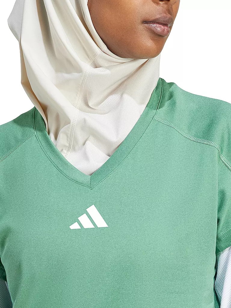 ADIDAS | Damen Fitnessshirt AEROREADY Train Essentials Minimal Branding V-Neck | dunkelgrün