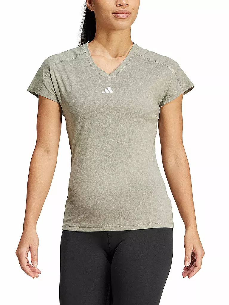 ADIDAS | Damen Fitnessshirt AEROREADY Train Essentials Minimal Branding V-Neck | olive