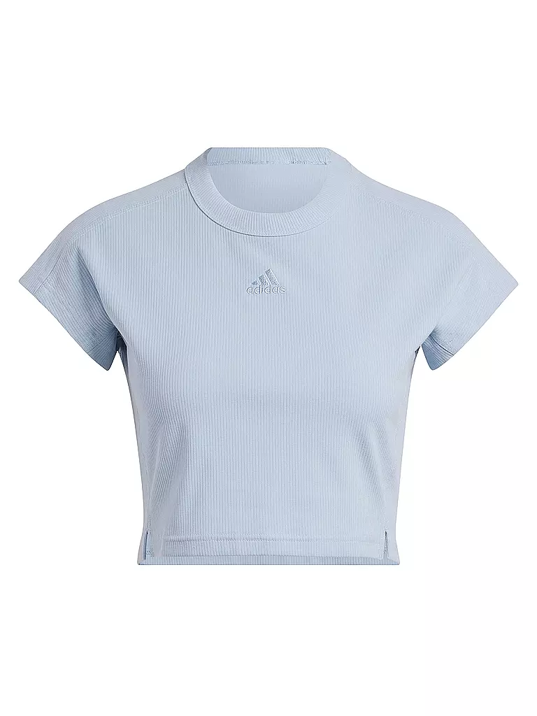 ADIDAS | Damen T-Shirt Lounge Ribbed Crop | hellblau