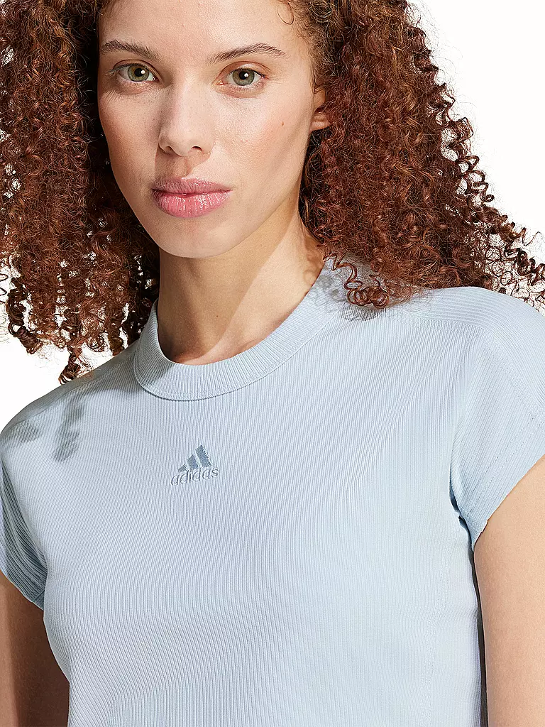 ADIDAS | Damen T-Shirt Lounge Ribbed Crop | hellblau