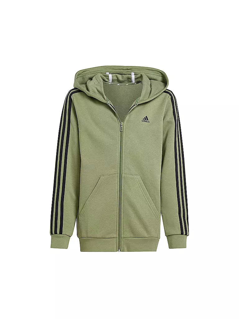 ADIDAS | Kinder Kapuzenjacke Essentials 3-Streifen Fleece  | olive