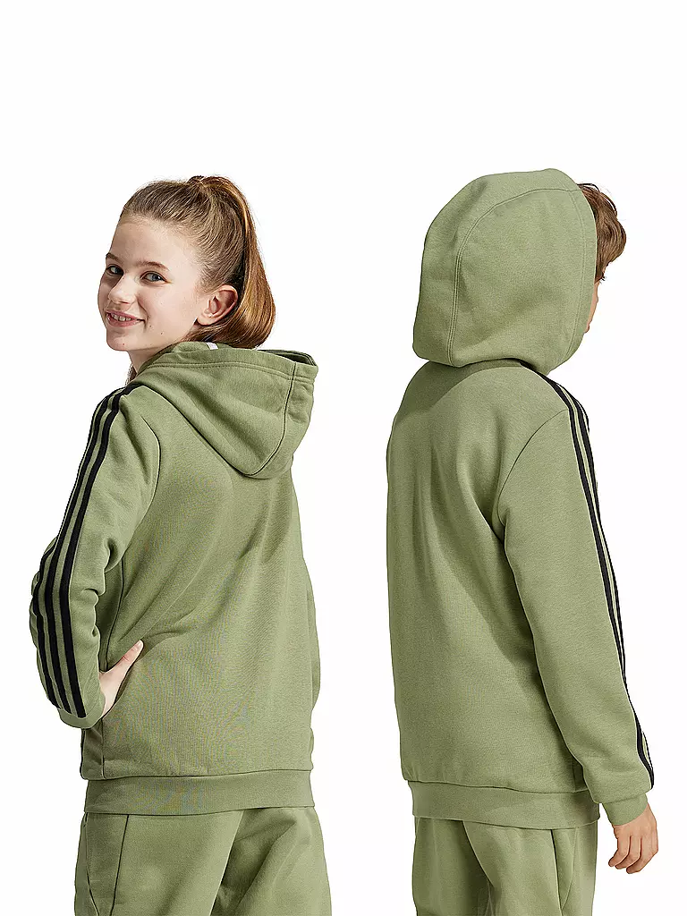 ADIDAS | Kinder Kapuzenjacke Essentials 3-Streifen Fleece  | olive