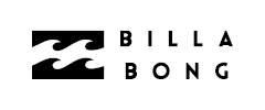 Das Bild zeigt das Billabong-Logo mit stilisierten Meereswellen auf der linken Seite und dem Markennamen „BILLABONG“ in fetten Großbuchstaben auf der rechten Seite.