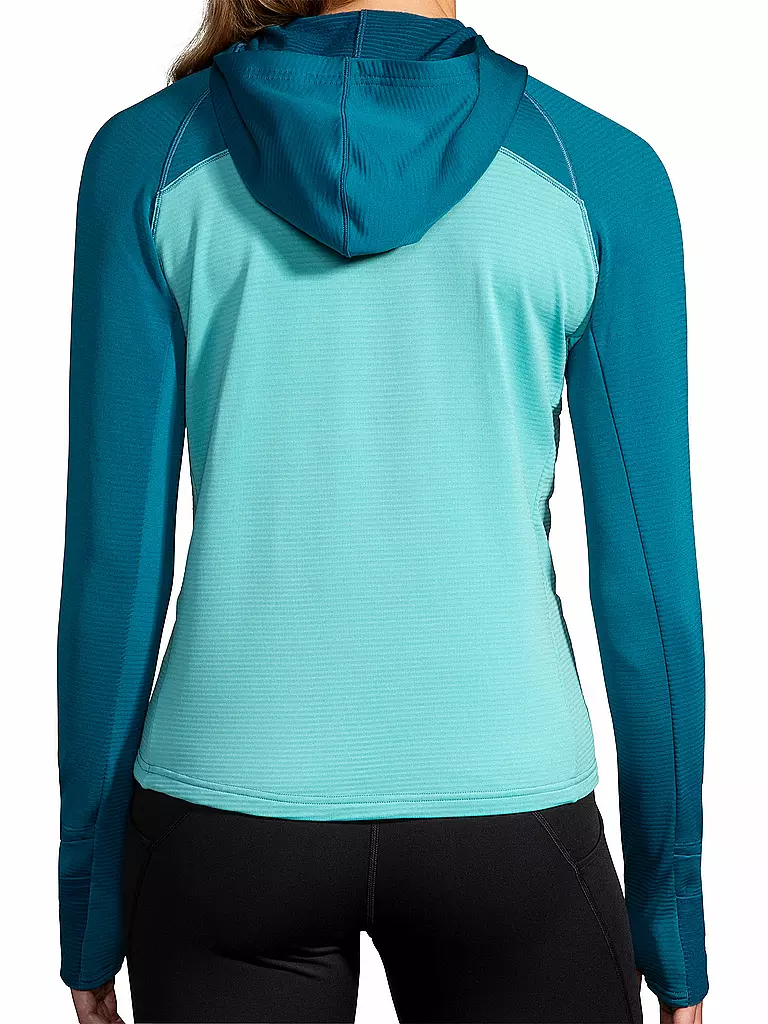 BROOKS | Damen Laufshirt Dash 1/2 Zip Hooded | hellblau