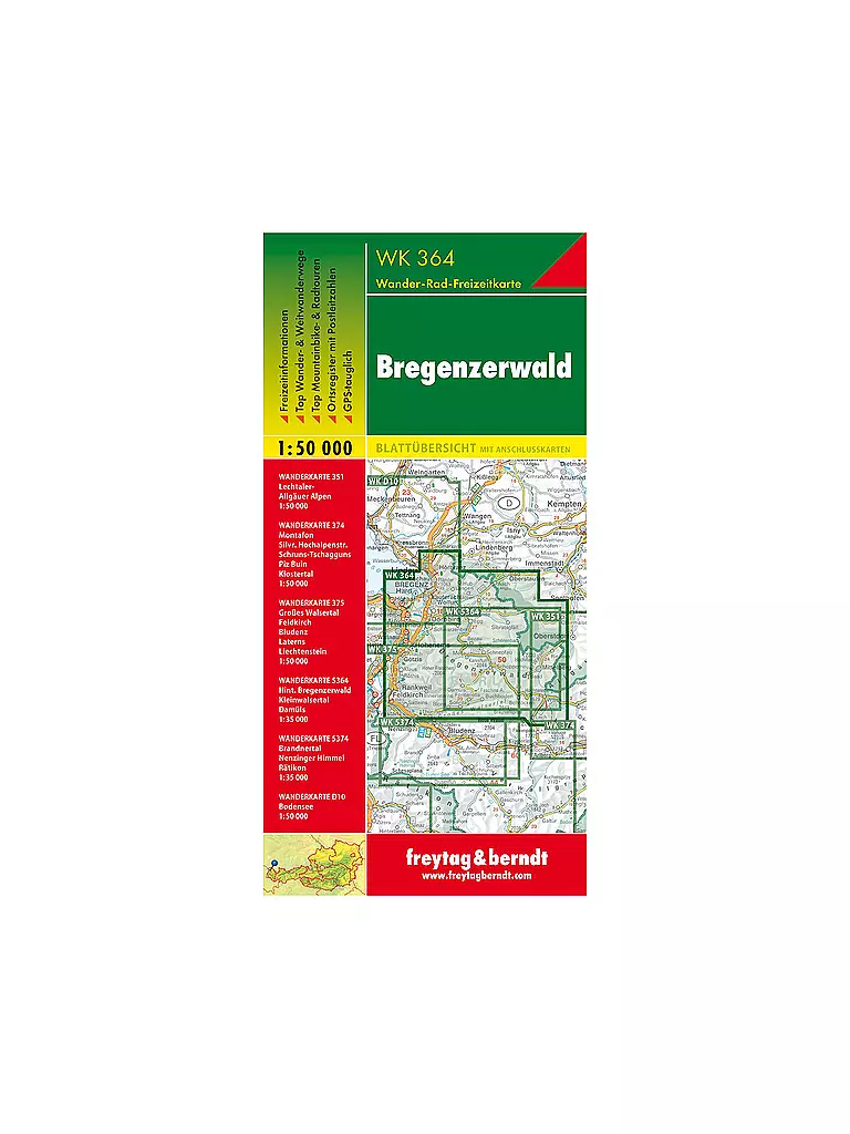 FREYTAG & BERNDT | Wanderkarte WK 364 Bregenzerwald, 1:50.000 | keine Farbe