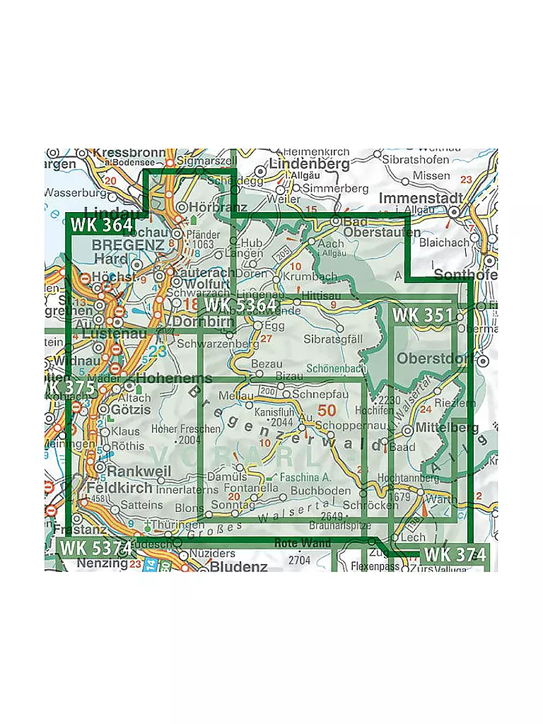 FREYTAG & BERNDT | Wanderkarte WK 364 Bregenzerwald, 1:50.000 | keine Farbe