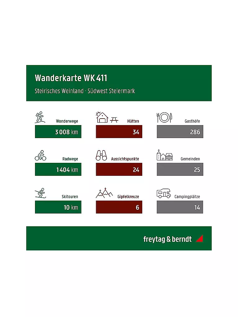 FREYTAG & BERNDT | Wanderkarte WK 411 Steirisches Weinland - Südwest-Steiermark, 1:50.000 | keine Farbe