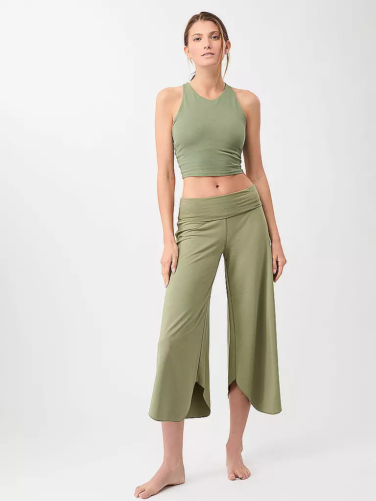 MANDALA | Damen Yogahose Roll Over Tulip | olive