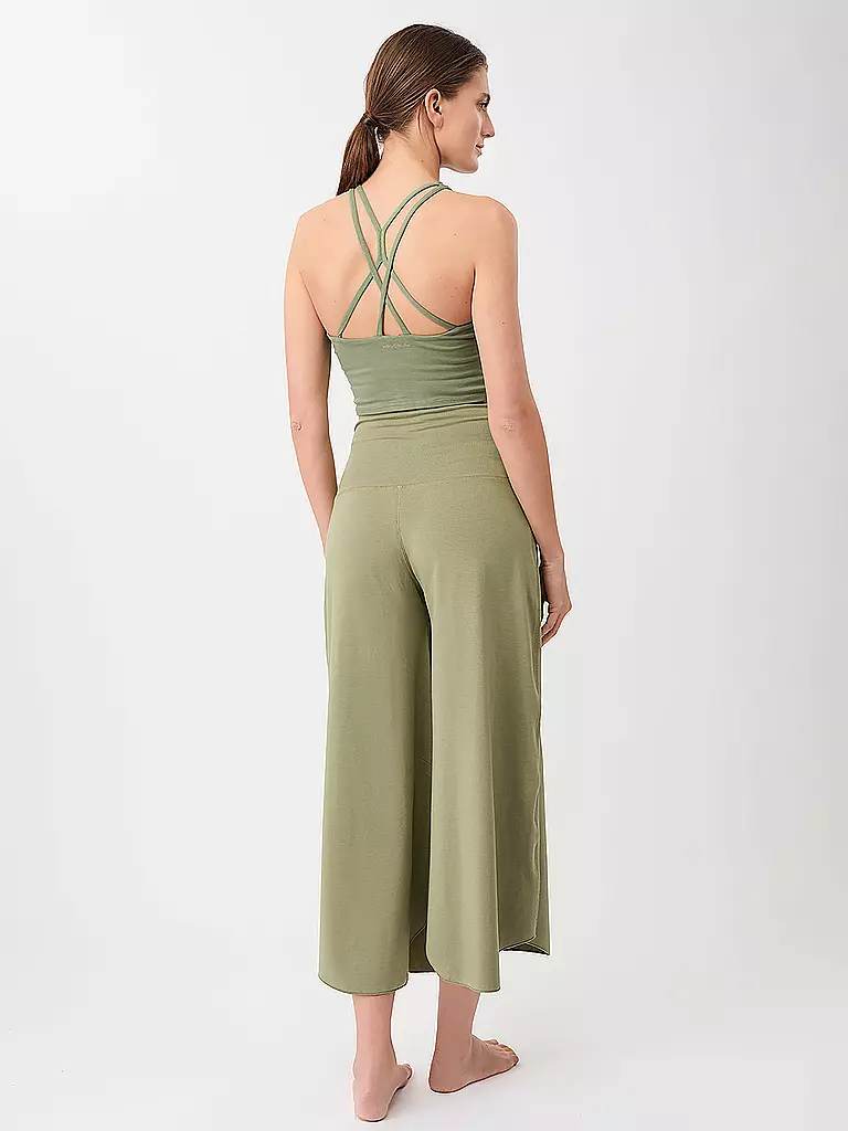 MANDALA | Damen Yogahose Roll Over Tulip | olive