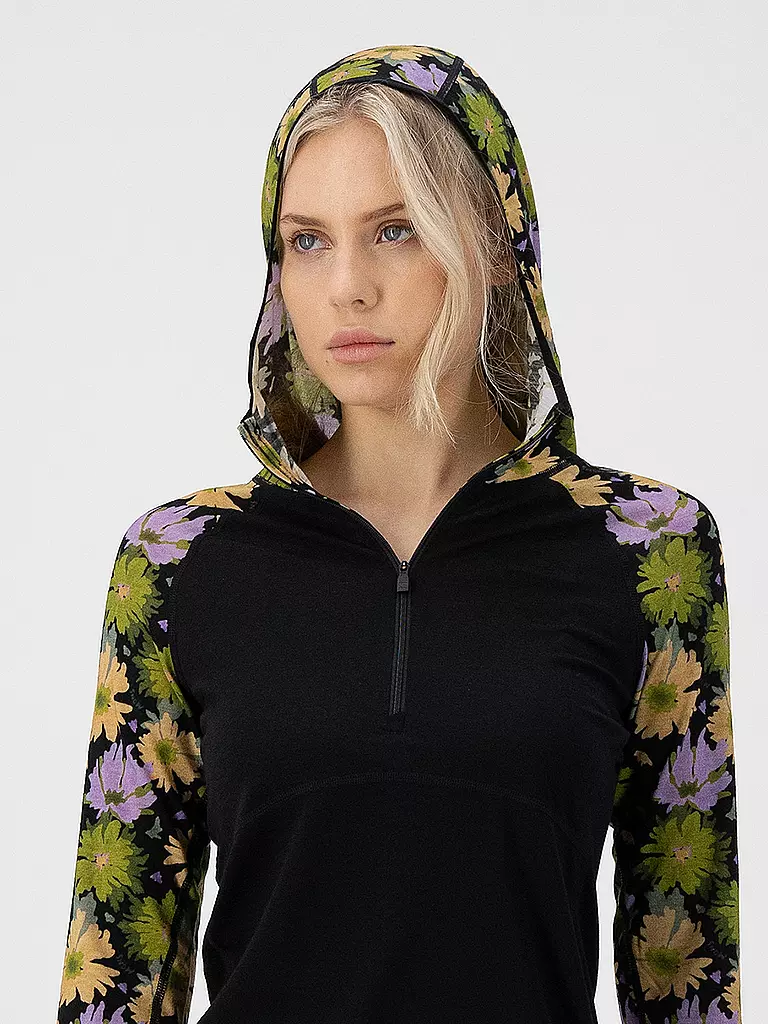 MONS ROYALE | Damen Unterziehshirt Bella Tech Floral Hoodie | olive