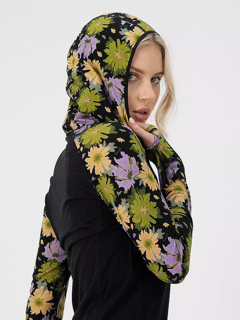 MONS ROYALE | Damen Unterziehshirt Bella Tech Floral Hoodie | olive