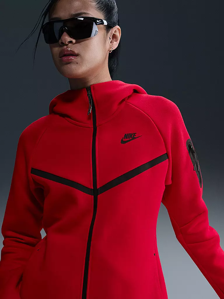 NIKE | Damen Fleecejacke Tech FLC Hoodie | rot