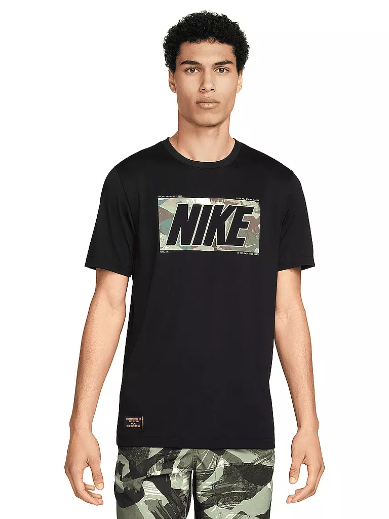 NIKE | Herren Fitnessshirt Dri-FIT Camo | schwarz