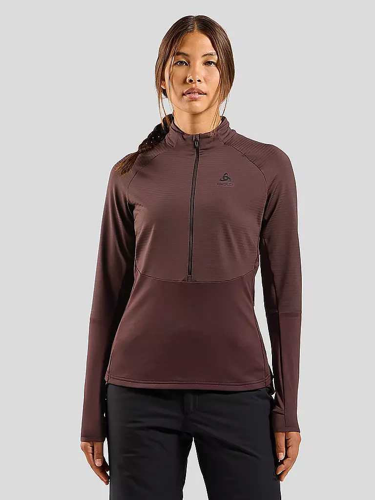 ODLO | Damen Unterzieh Zipshirt Descent Ceramiwarm | schwarz