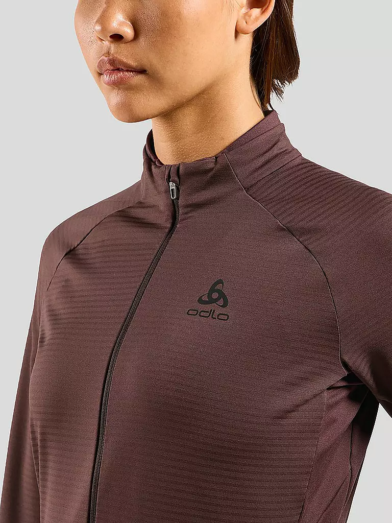 ODLO | Damen Unterzieh Zipshirt Descent Ceramiwarm | braun