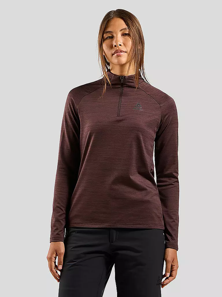 ODLO | Damen Unterzieh Zipshirt Essentials Ceramiwarm | beere