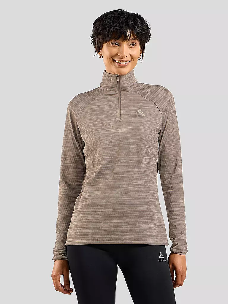 ODLO | Damen Unterzieh Zipshirt Run Easy Mid Layer | grau