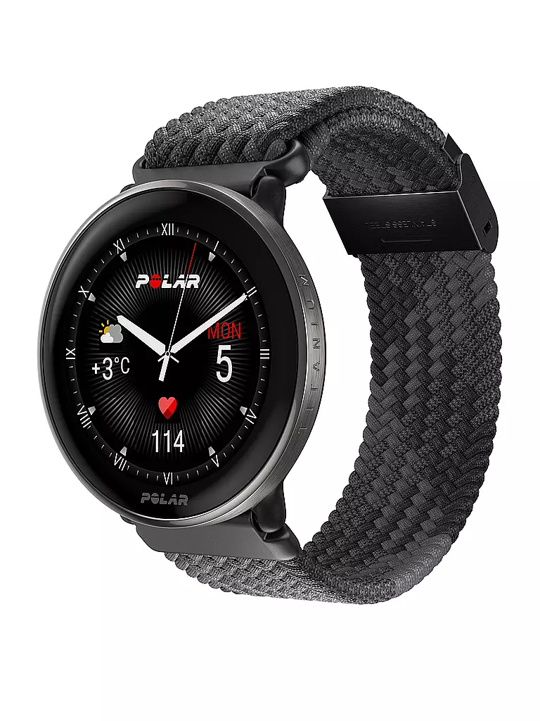 POLAR | Uhren Armbande geflochten 20mm | schwarz