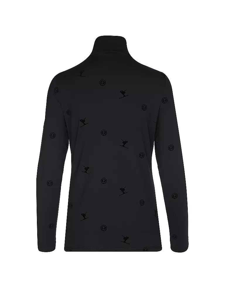 SPORTALM | Damen Unterzieh Zipshirt mit Flock-Print | schwarz