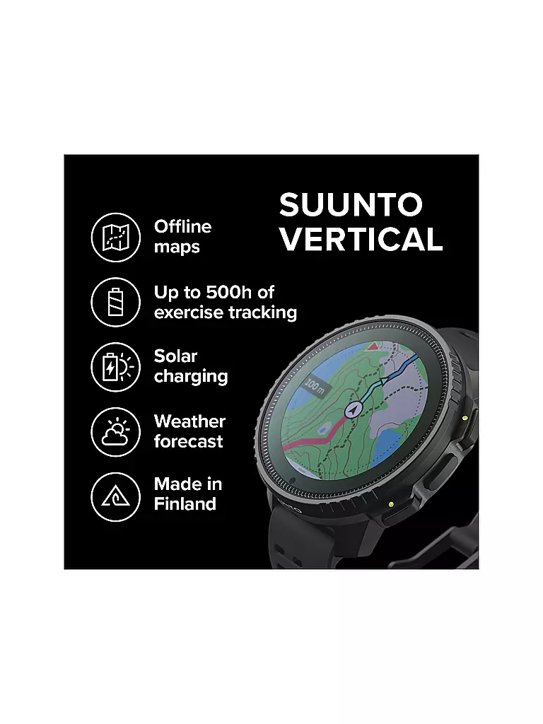 SUUNTO | GPS-Multisportuhr Set Vertical Solar + Sonic Kopfhörer | schwarz