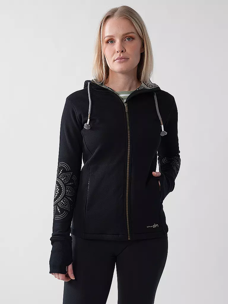 THE SPIRIT OF OM | Damen Yoga Sweatjacke Maui | schwarz