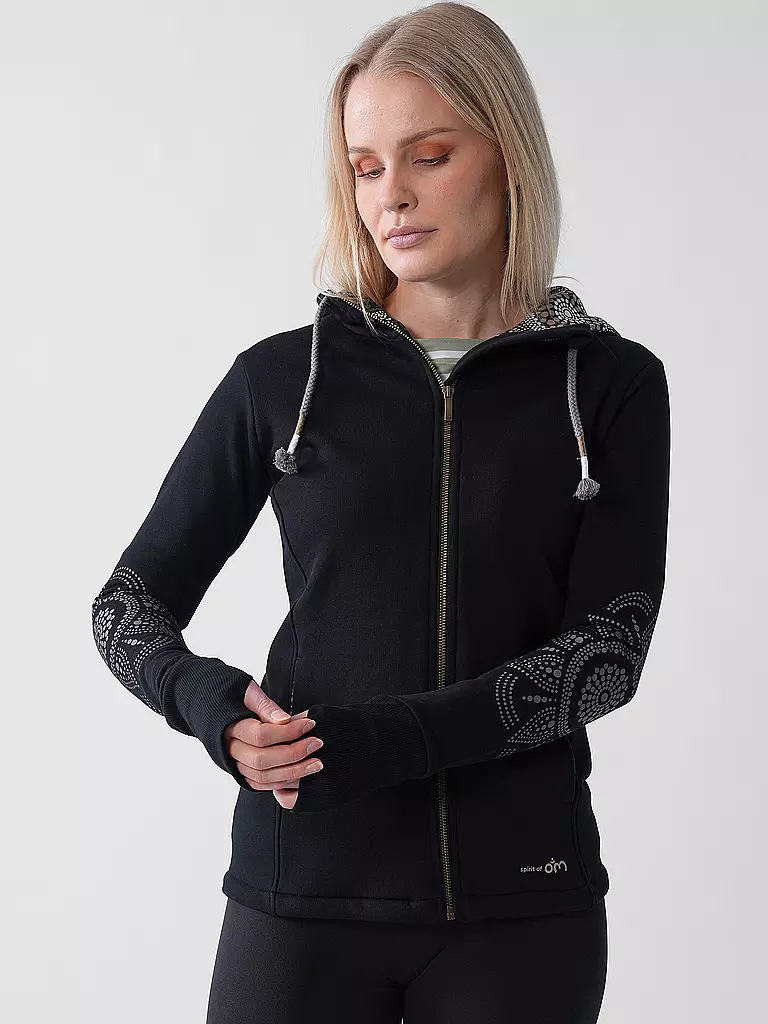 THE SPIRIT OF OM | Damen Yoga Sweatjacke Maui | schwarz