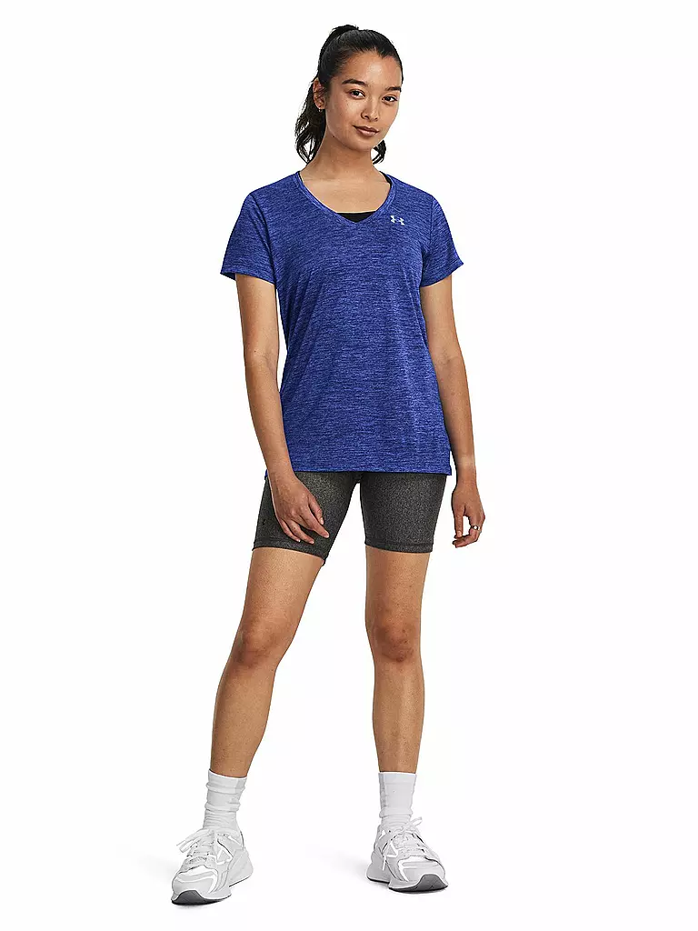 UNDER ARMOUR | Damen Fitnessshirt UA Tech™ Oberteil mit Twist-Effekt und V-Ausschnitt | blau