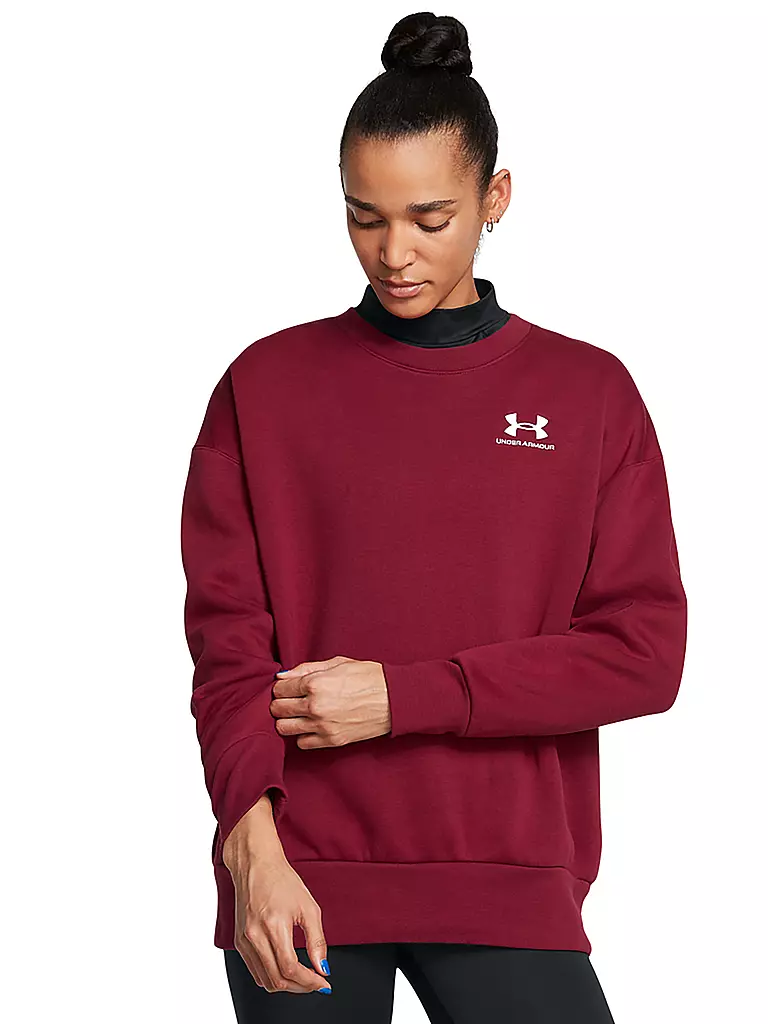 UNDER ARMOUR | Damen Hoodie UA Essential Fleece Oversized-Schnitt | dunkelrot