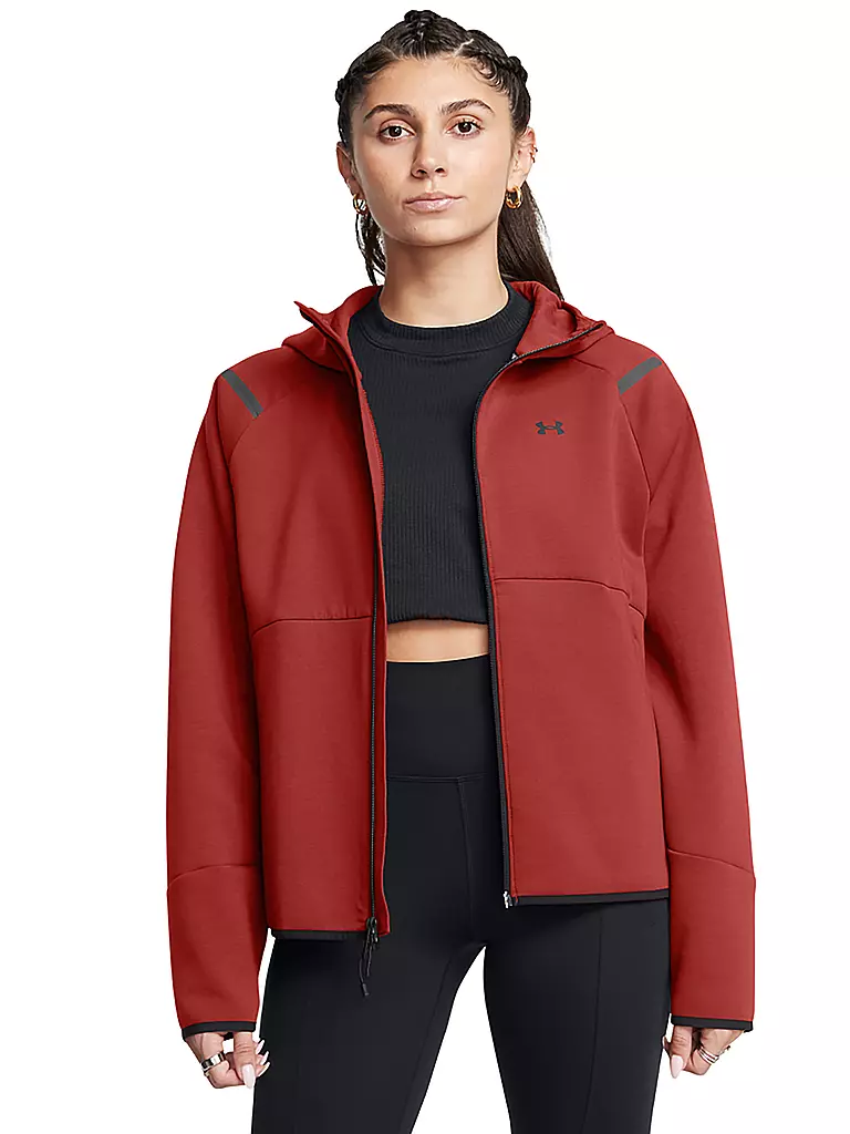 UNDER ARMOUR | Damen Kapuzenjacke UA Unstoppable Fleece mit durchgehendem Zip | dunkelblau